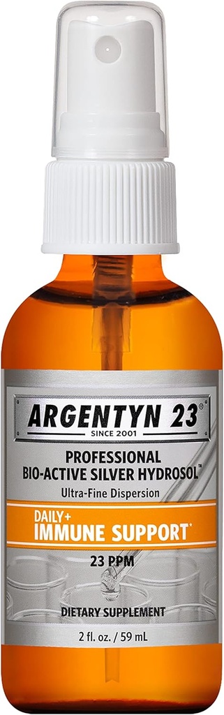 Argentyn 23 Professional Immune Support, Argent Colloïdal, Hydrosol Argent Bio-Active, 23 ppm, Vaporisateur de brouillard fin, 2 Fl Oz