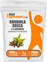 BulkSupplements.com Extrait de rosée de Rhodiola - 3% Rosavin, Extrait de Rhodiola - Extrait de racine de Rhodiola, Supplément de Rhodiola - Vegan & Gluten Free, 500mg par portion, 5kg (11 lbs) (paquet de 5)