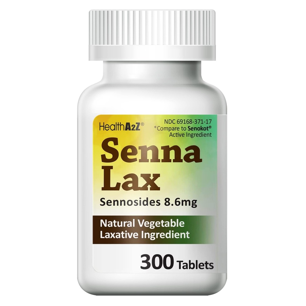 SantéA2Z® Senna Laxative , 300 Count , Sennosides 8,6mg ,Légume naturel ,Ingrédients laxatifs