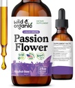Teinture de fleurs de passion sauvage et biologique - Des gouttes de fleurs de passion relaxantes pour les femmes - Passiflora liquide Incarnata Herb - Vegan, sucre et extrait sans alcool - 2 fl oz