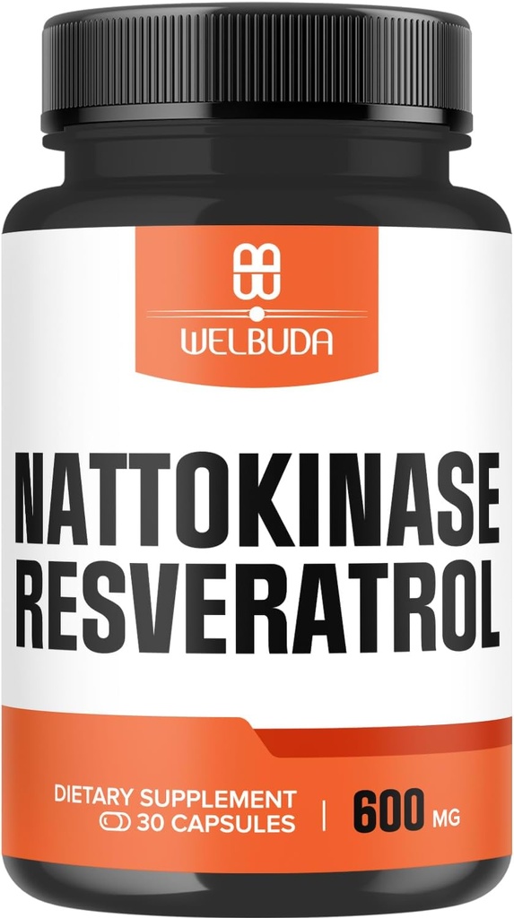 Supplément Nattokinase 3300mg avec Trans-Resveratrol - Supports pour le système immunitaire, le coeur sain et l'équilibre corporel - 30 portions