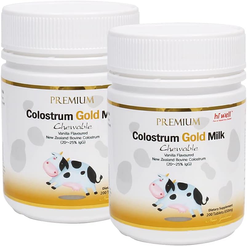 (Pack de 2) Hi Well Premium Colostrum lait d'or 200 comprimés