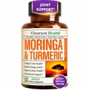 Moringa + Curcumin curcumin curcumin pour la santé, la santé de Gut, l'énergie et le soutien immunitaire - Formule de bien-être total - Curcumin curcumin curcumin tumérique avec des gélules de poivre noir et de moringa pur - 60 Compte