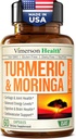 Moringa + Curcumin curcumin curcumin pour la santé, la santé de Gut, l'énergie et le soutien immunitaire - Formule de bien-être total - Curcumin curcumin curcumin tumérique avec des gélules de poivre noir et de moringa pur - 60 Compte