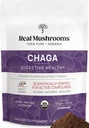 Real Mushrooms Chaga Mushroom Powder – Organic Chaga Extract from Fruiting Body – for Daily Wellness & Energy Support – Vegan, Non-GMO, 60 Servings Mushroom Supplement