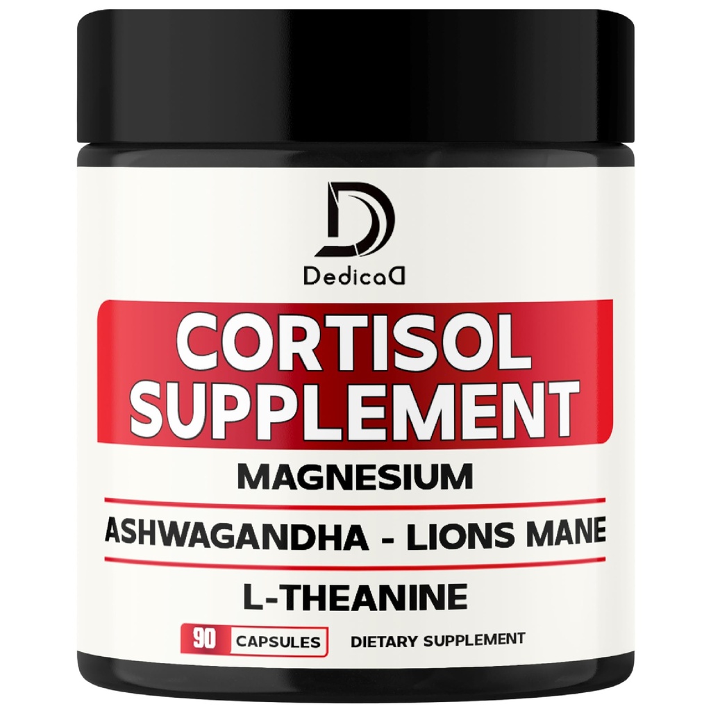 Supplément de cortisol 9in1 - Ashwagandha et Magnésium Glycinate et chélate - Santé du cerveau et repos de la nuit et équilibre de l'humeur - 90 capsules alimentation 45 jours