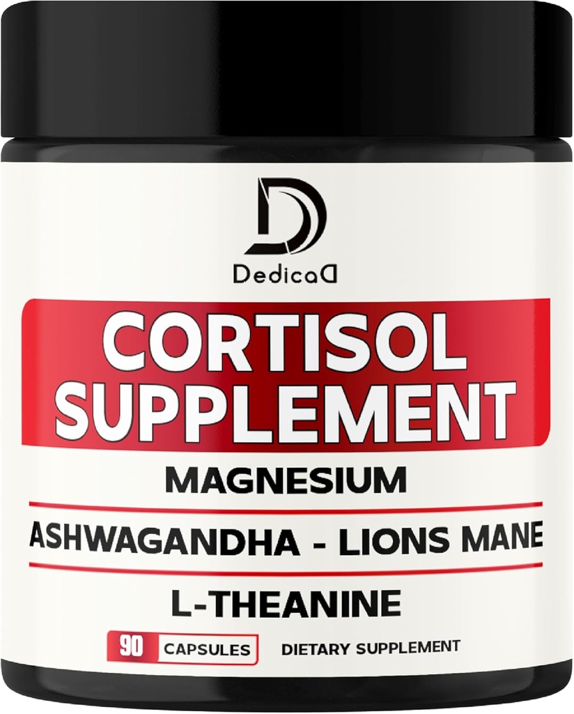 Supplément de cortisol 9in1 - Ashwagandha et Magnésium Glycinate et chélate - Santé du cerveau et repos de la nuit et équilibre de l'humeur - 90 capsules alimentation 45 jours