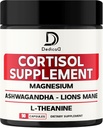 Supplément de cortisol 9in1 - Ashwagandha et Magnésium Glycinate et chélate - Santé du cerveau et repos de la nuit et équilibre de l'humeur - 90 capsules alimentation 45 jours
