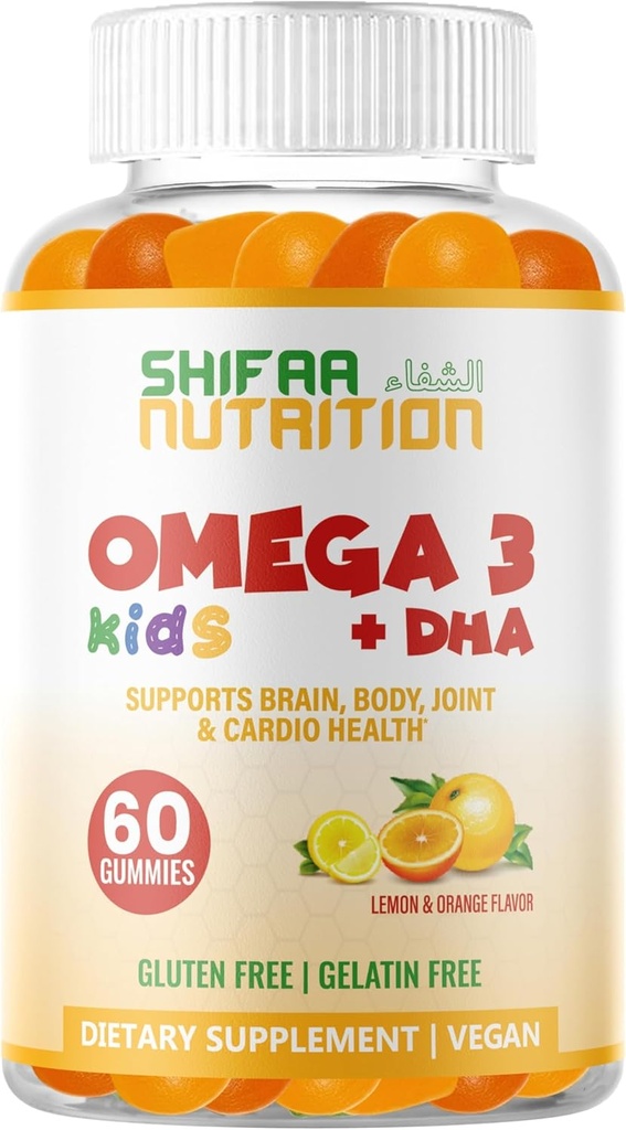Enfants sans gélatine Omega 3 Gummies avec 30 portions. Oméga 3 à base végétale pour les enfants. Gummies sans gluten et sans OGM. Enfants Omega 3 Gummies pour les enfants. Omega 3 Enfants pour soutenir le cerveau et le système immunitaire