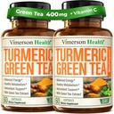 Supplément curcumine curcumine curcumine avec extrait de thé vert (ECGC) et vitamine C pour équilibre articulaire santé, énergie et inflammation - Curcumine tumère organique avec poivre noir - sans gluten, sans OGM.