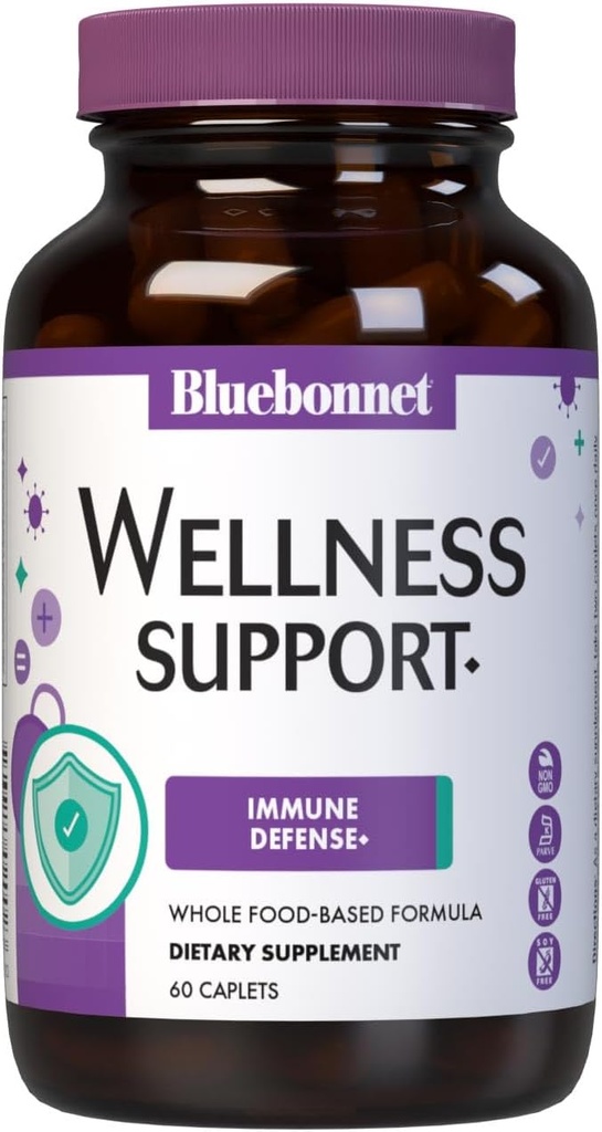 Bluebonnet Nutrition Cibled Choice Wellness Support, Immune Defense Formule alimentaire complète, Soutien saisonnier, Sans soja, Sans gluten, Casher, Non-OGM, Sans lait, Végétarien, 60 Caplets, 30 Servir