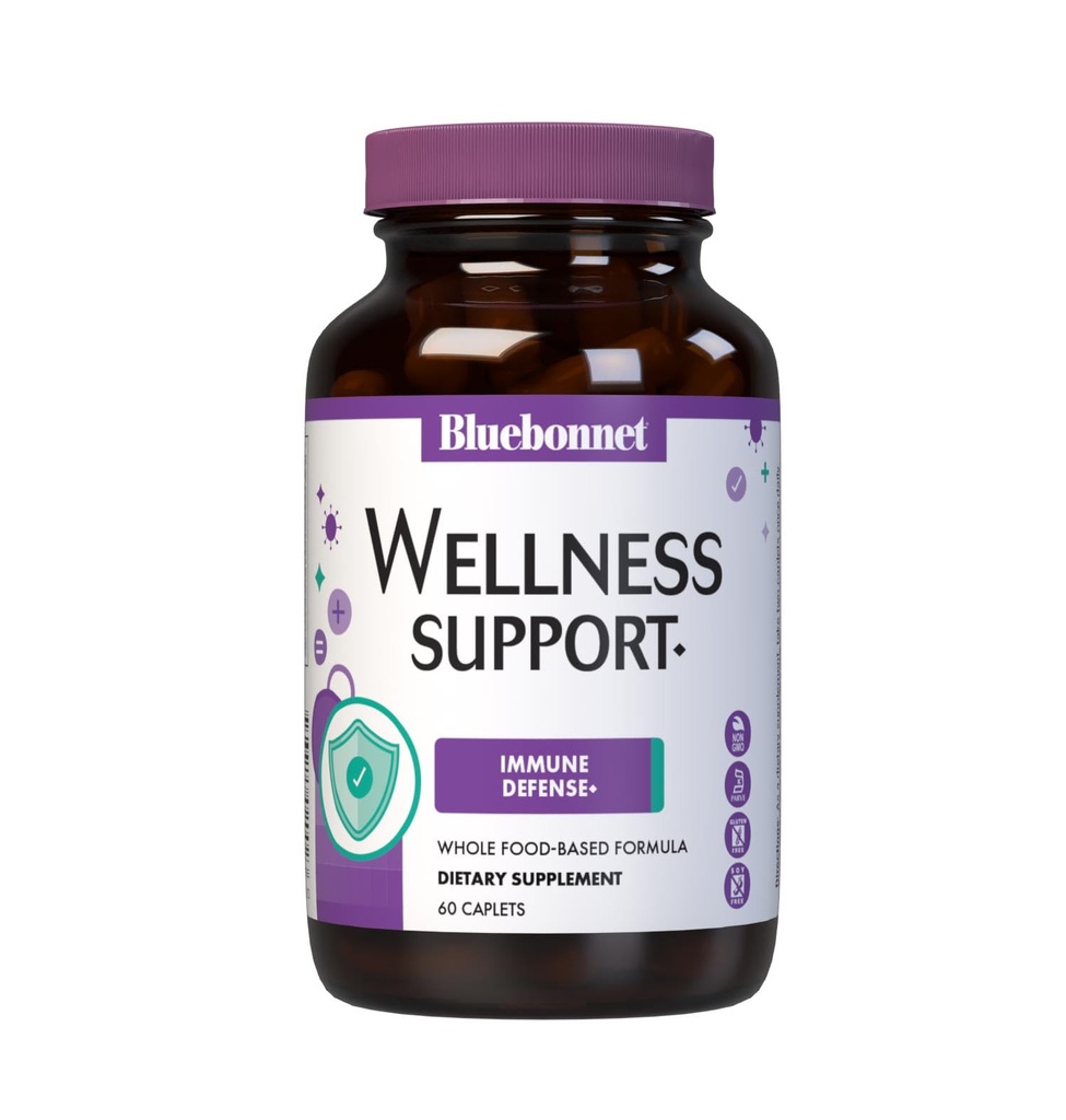 Bluebonnet Nutrition Cibled Choice Wellness Support, Immune Defense Formule alimentaire complète, Soutien saisonnier, Sans soja, Sans gluten, Casher, Non-OGM, Sans lait, Végétarien, 60 Caplets, 30 Servir
