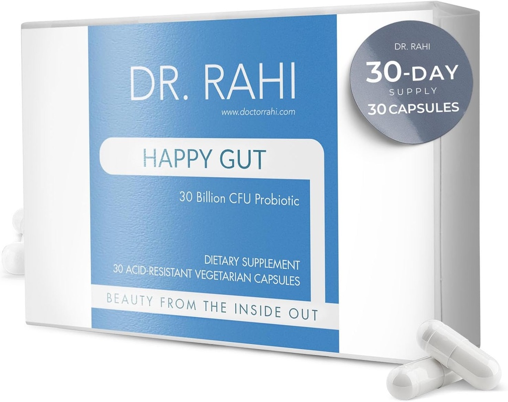 Dr Rahi Probiotics Daily DF 30 Million CFU Probiotic Gut Supplément de soutien, 30 capsules résistantes aux acides, probiotiques pour la santé digestive, santé Gut pour les femmes/hommes, soutien Gut Motilité - Gut heureux