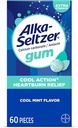 Alka-Seltzer Cool Action Heartburn Relief Gum, Gum antiacide extra-résistance, indigestion acide et soulagement de l'estomac relevé, pas de goût blanc, goût de menthe fraîche, 60 comte