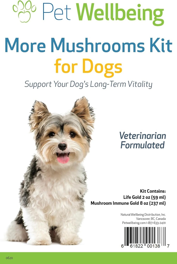 Animaux de compagnie Bien-être Plus de champignons Kit pour chiens - Système immunitaire et protection antioxydante - Vet-formulé avec la queue de dinde, Reishi, Maitake, Astragalus