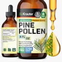 BIO KRAUTER Pine Pollen Tecture - Pine Pollen Poudre Extrait liquide pour le soutien immunitaire - Sans alcool et sans sucre supplément naturel à base de plantes - 4 Fl.Oz.