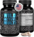 Wild Methylated Multivitamin for Women & Men | Daily Multi Vitamin | MTHFR Supplement Without Iron | Methylated B12, Folate, Vitamin C, A, K2, D, E, Choline, Biotin, ALA, CoQ10 & More (60 Capsules)