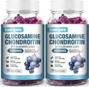 2 Pack 3000mg Glucosamine Chondroïtine avec MSM Gummies & Elderberry, Extra Strength Joint Support Health, Flexibilité, Antioxydant, Supplément immunitaire Gummy pour adultes, hommes et femmes 120 Comtes