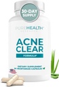 PUREHEALTH RESEARCH Acne Clear Formula - Suppléments d'acné pour la peau claire - Supplément DIM pour les hommes et les femmes - avec chardon, zinc, calcium, vitamine D & E, sélénium, Rhodiola et plus - 90 capsules