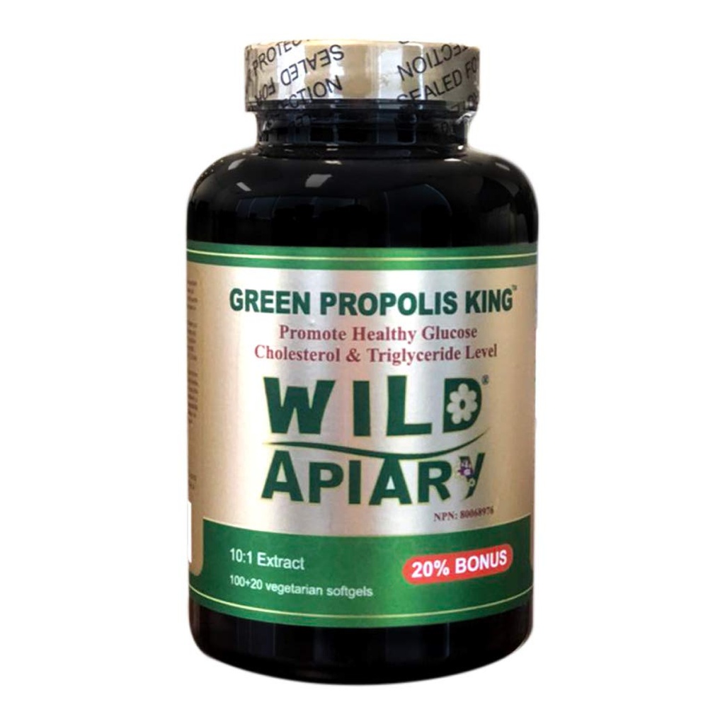 Wild Apiary Abeille Vert Brésilien Propolis Roi Végétarien Softgel 120 gels - Non alcoolique, sans cire, sans sucre