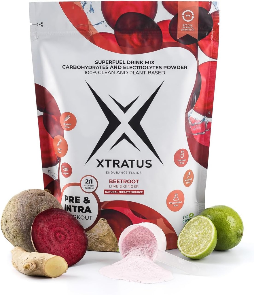 Lime et gingembre (Nitrate) de betteraves - Superfuel Sports Drink Poudre avec des glucides et des minéraux. Source naturelle de nitrate. Oxyde nitrique. Formation pré et intra. 35,27Oz.