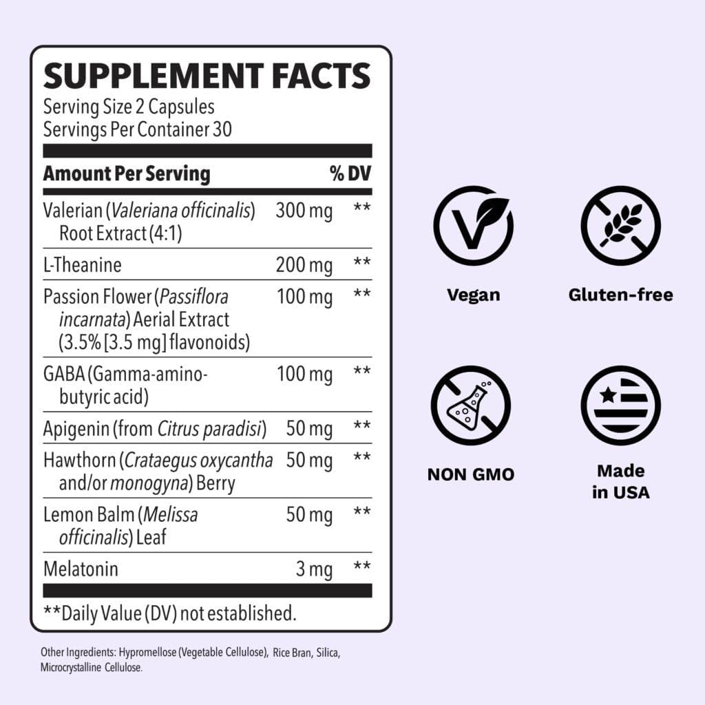 Rest-ZZ Extra Strength - Supplément de soutien du sommeil - Asleep d'automne et asleep de séjour - Calme le système nerveux - Naturellement Ease tension musculaire et l'agitation - faible dose Mélatonine GABA et camomille - 60 capsules