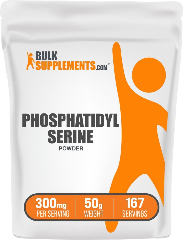 BulkSupplements.com Poudre de Phosphatidylsérine - Supplément de Phosphatidylsérine, provenant de haricots de soja - 300mg par portion (60mg de Phosphatidylsérine), 50g (1,8 oz) (paquet de 1)