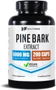 Healthfare Pine Bark Extract 6000mg French Maritime | 200 Vegan Capsules | Standardized 95% OPC Proanthocyanidins | Antioxidant Herbal Supplement | Non-GMO, Gluten-Free | Made in USA