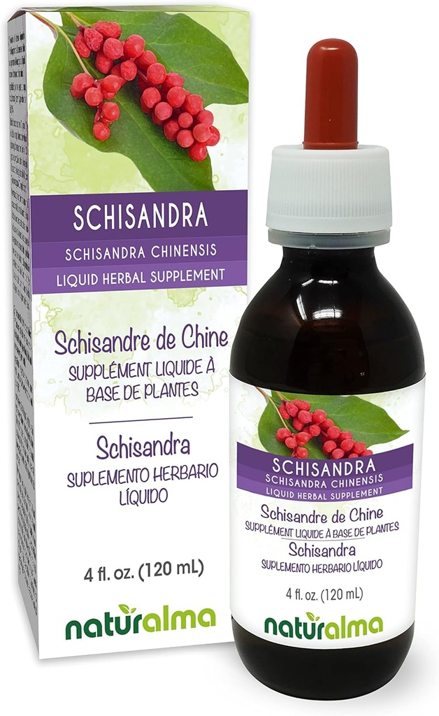 Naturalma Schisandra (Schisandra chinensis) Fruit Alcohol-Free Tincture - 4 fl oz Liquid Extract in Drops - Herbal Supplement - Vegan