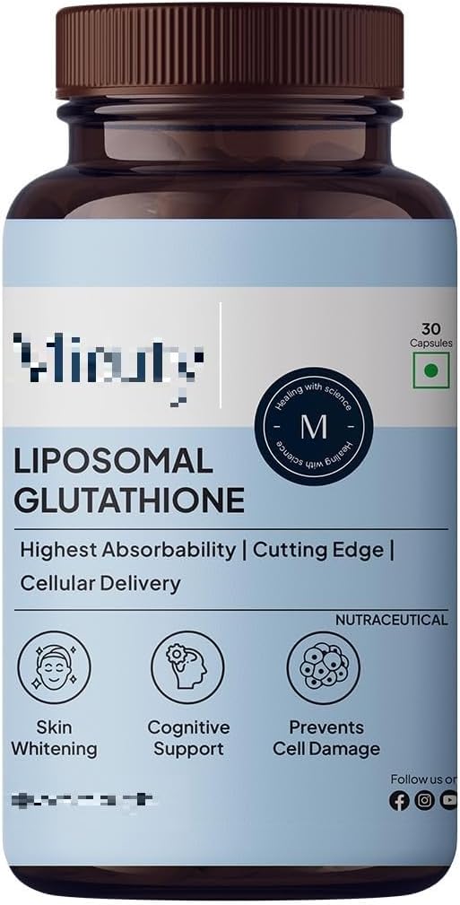 YUJI Liposomal Glutathione - Highest Bioavailability - Glutathione for skin - Face glow - Skin Hydration - Liver Health -Detoxification Support - 30 Caps