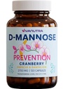 Gélules de Mannose de Cranberry D – Mannose de D avec Cranberry, Hibiscus et Dandelion, 2000 mg/jour – Soutient la santé et le confort du système urinaire – 120 Capsules de Véggie