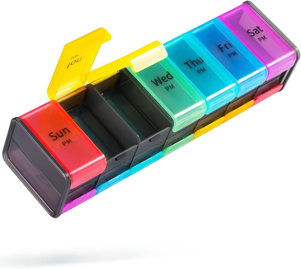 Organisateur Extra Large Pill 2 fois par jour, Organisateur Big Weekly Pill Box, Énorme 7 Jours, AM PM Pill Case, Giant Daily Pill Container avec 14 Compartiment pour tous les Meds (Double-Sided)