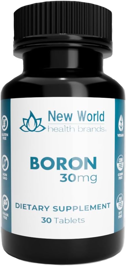 Boron 30mg Supplément minéral - Comprimés à pression douce Thyroïde Support Formule d'absorption rapide (30)