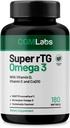 rTG Omega 3 Huile de poisson norvégienne avec supplément alimentaire CoQ10- Santé cardiaque et antioxydant avec les vitamines D & E – 2000 mg Source durable – Super rTG Omega 3, 180 Softgels par CGM Labs