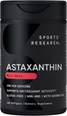 Sport Research Triple Strength Astaxanthin Supplement (6mg) avec de l'huile de coco biologique pour l'activité antioxydante, la peau et le soutien de la santé oculaire - Non-OGM Vérifié et sans gluten - 120 Softgels