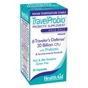 HealthAid TravelProbio 20 milliards CFU Probiotic – Saccharomyces boulardii + Prébiotique (FOS), Acid & Bile-Resistant – Une fois végane quotidienne, sans gluten, stable dans la chambre – Soutien digestif voyage