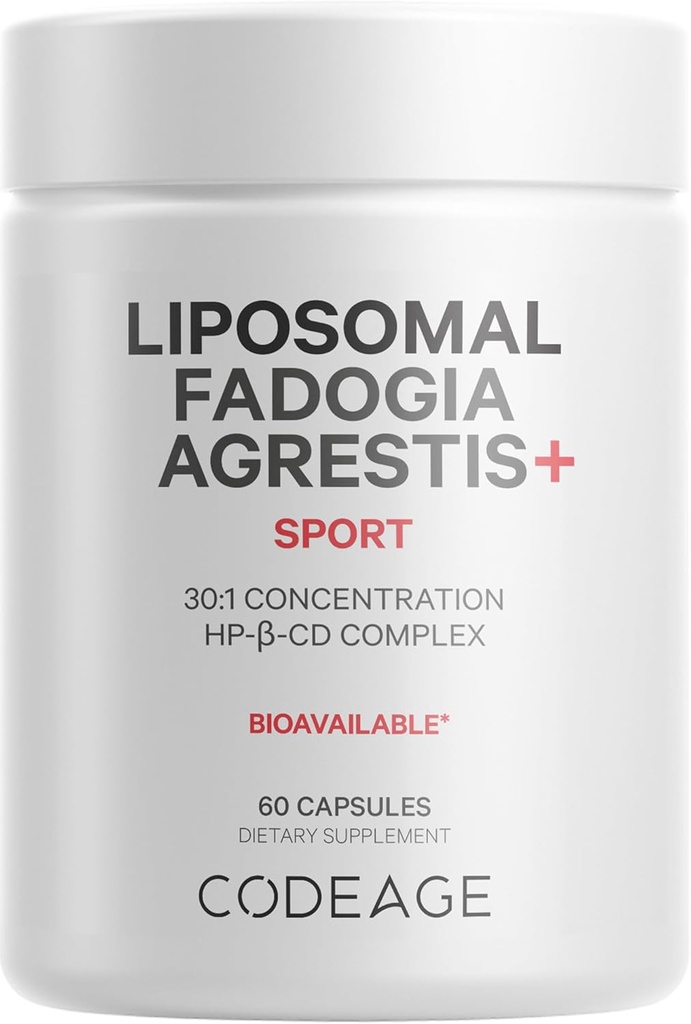 Codeage Liposomique Fadogia Agrestis 600mg Supplément - Fadogia Agrestis 30:1 Extrait, vitamine D3, zinc, fénugreek, poivre noir biopériné - 2-mois d'approvisionnement - Livraison liposomique - Non-OGM, 60 Capsules