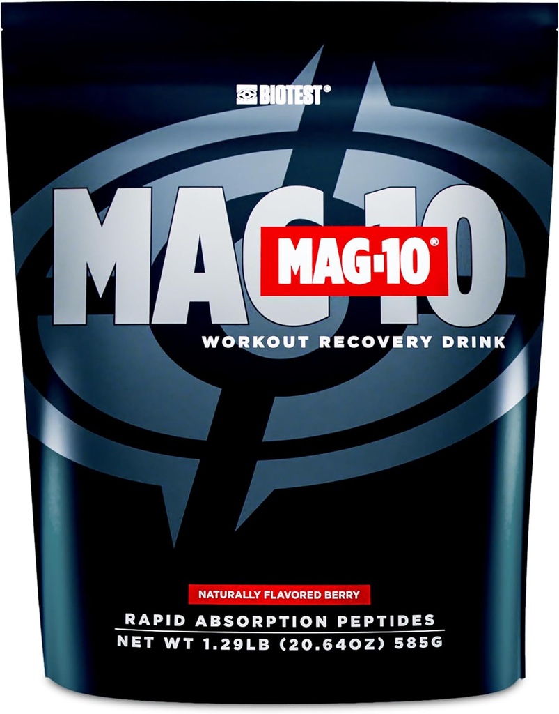 Biotest MAG-10 Après l'entraînement - 2X gains musculaires, 15 portions - 20g Di/Tri-Peptides, 7g HBCD, 3,5g Isomatulose - Berry