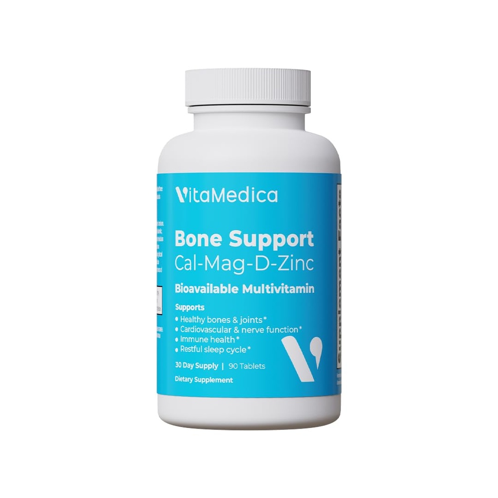 Supplément pour os et articulations de VitaMedica (Support pour os et articulations de VitaMedica) Calcium (Magnésium) Vitamine D & Vitamine K (Boron) Minéraux chélatés (Support pour os) (Sommeil naturel) Fabriqué aux États-Unis (90 Ct) 30 portions