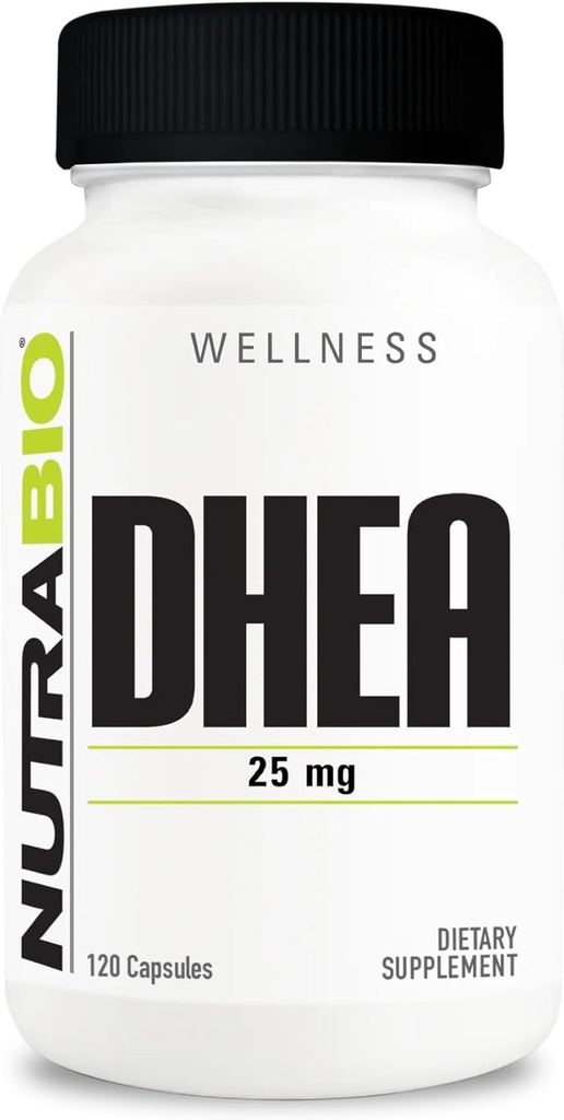 NutraBio DHEA Supplément- pour hommes et femmes- DHEA (25 mg) 120 Capsules