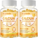 Gommies de zinc de magnésium de calcium avec vitamine D3 et K2 - Absorption accrue de haute puissance -120 Gommes d'orange Aromatisés