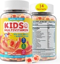Gummies multivitamines pour enfants avec fer, sans sucre, Vitamines quotidiennes pour enfants + probiotiques, Algae Omega 3 (EPA/DHA), A, C, D, Méthyl B12, Folate, B6, Zinc, Biotine, pour une croissance saine, Soutien immunitaire, 60 Compte