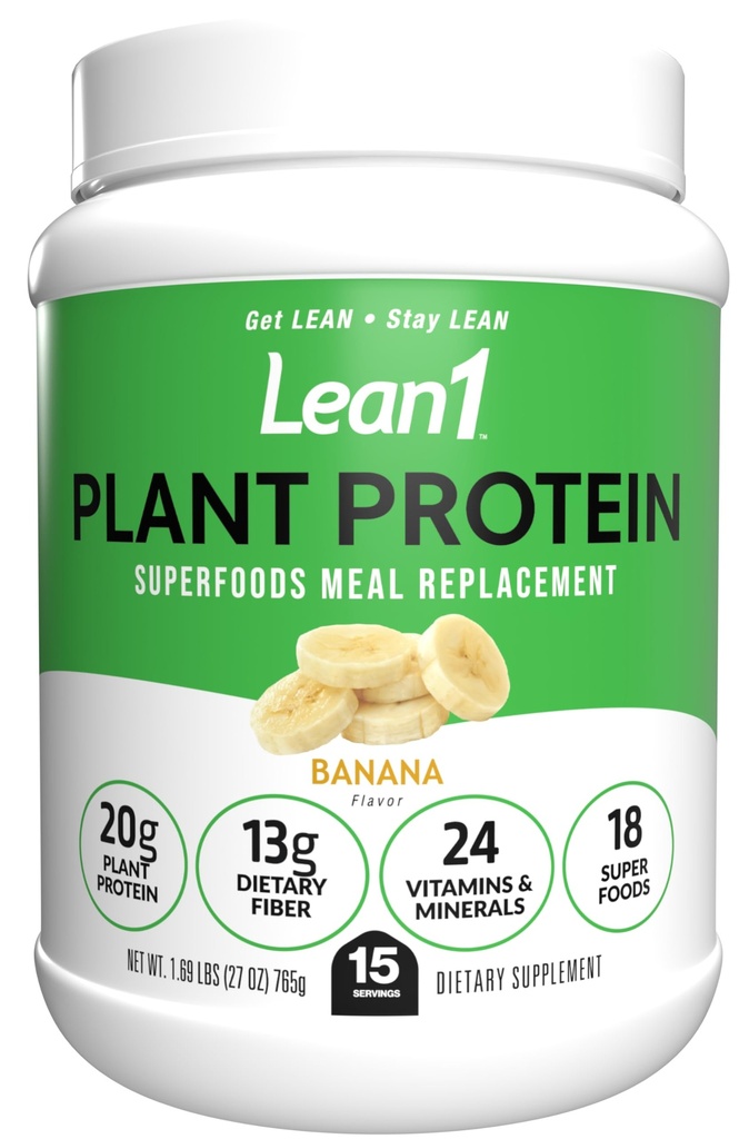 Poudre végétale de protéines maigres, substitut de repas, banane, 15 portions