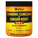 6 en 1 Curcumine curcuma + Ginger Capsules, 95% Curcuminoides avec Ginger, Bulbe ailique, Bromelain, Moringa, Poivre noir - 120 Capsules