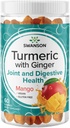 Swanson Turmeric avec Ginger Gummies - Supplément tout naturel favorisant la santé du système digestif et immunitaire - Aide à soutenir la fonction conjointe et la capacité de mouvement - (Mango, 60 Gummies)
