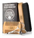 Viking Revolution Beard Comb & Beard Brush Set for Men -- Natural Boar Bristle Brush and Dual Action Pear Wood Comb w/Velvet Travel Pouch - Great for Grooming Beards and Mustaches