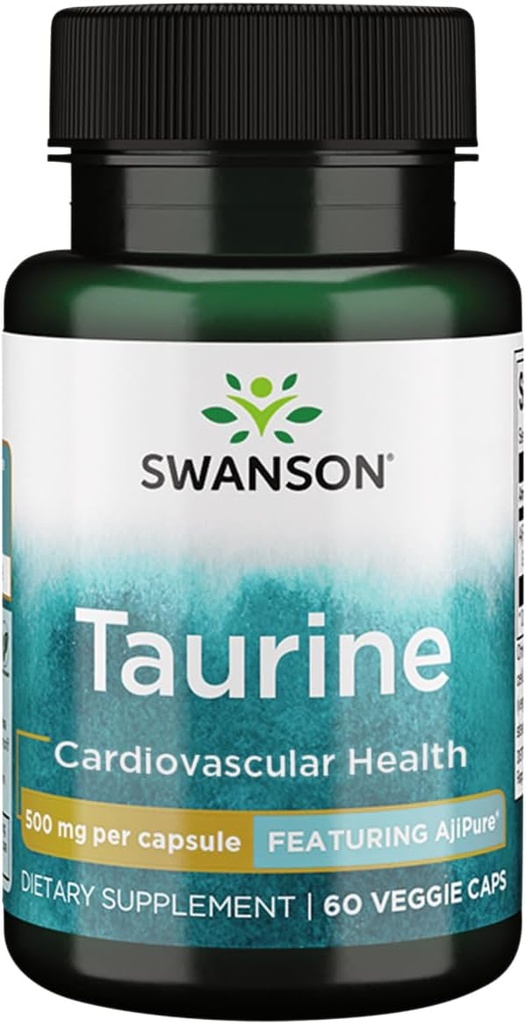 Swanson Amino Acid Ajipure Taurine Pharmaceutique Grade 500 Milligrammes 60 Gélules