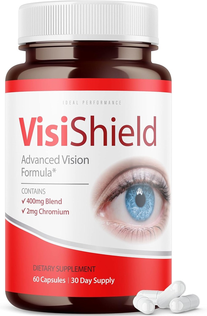 IDEAL PERFORMANCE Visibhield Formule de vision avancée pour pilules de supplément aux yeux Vitamines (60 capsules)
