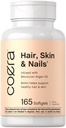 Coera Cheveux, peau et ongles Vitamines de 165 softgels avec biotine, collagène et huile d'argan marocaine.