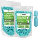 XPRS Nutra Vegan Taille 0 Capsules séparées - 1000 Compte Capsules vides Premium Séparées dans des sacs - Pills 0 pour le remplissage de supplément de bricolage (Aqua)